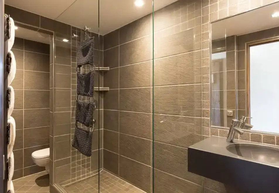 Cote Brune, Les 2 Alpes (hotel) - Typical family room shower