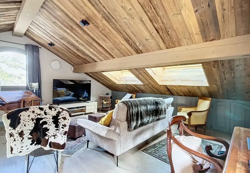 Chalet Broceliande, Meribel (self catered chalet) - TV area