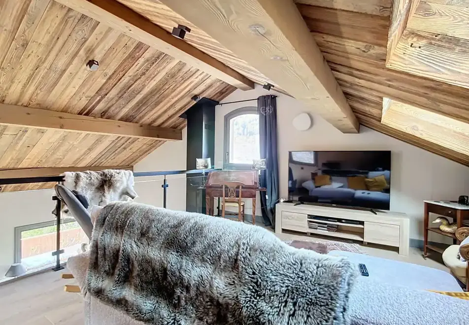 Chalet Broceliande, Meribel (self catered chalet) - TV area